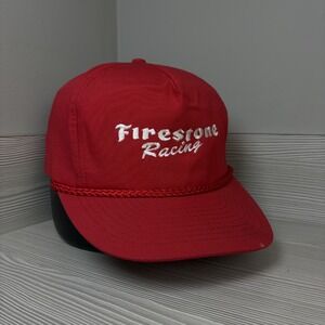 Vintage Firestone Racing Hat Red Rope Brim Snapback Cap 80s 90s IndyCar Indy 500